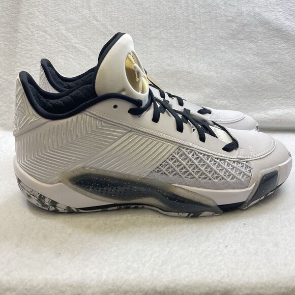 Nike Sneakers Men 11 White Black Gold Air Jordan XXXVIII 38 Low Basketball Shoes - Picture 1 of 12